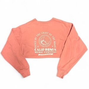 Festival Cropped Sweatshirt Hollister California Peach Graphic Crewneck Small